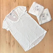 New NWT Splendid Very Light Jersey U-Neck Tee Top S White Supima Cotton Modal