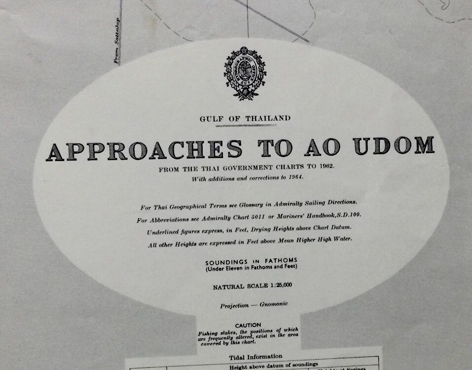 TABLA DE ALMIRANTAZGO VINTAGE. Nº986. AO UDOM, GOLFO DE TAILANDIA. Edición 1964. Foto 2 de 4