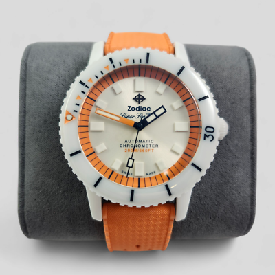 NEW Zodiac Super Sea Wolf Automatic Compression Orange Rubber Mens