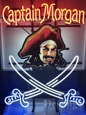 Captain Morgan Rum Pirate Bar 24"x20" Neon Sign Light Lamp HD Vivid Printing