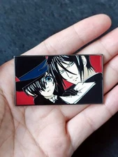 Rare Black Butler Ciel x Sebastian Enamel 2.4" Pin Metal Badge Anime Manga Gift