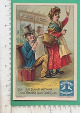 A277 Mennen Corn Killer medicine trade card trolley James T Wrightson Newark NJ