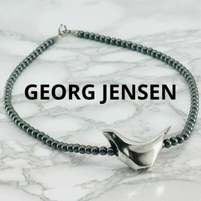 Original Georg Jensen Halskette Hämatit selten Vintage 15 Zoll gebraucht Japan