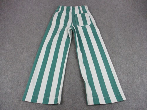 Maeve Pants Womens 26 Green White Striped Anthropologie Colette Cropped Wide Leg - Picture 5 of 13