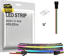 SPI COB RGB IC LED Strip Light FOB WS2811 High Density Uniform Light Ul-Listed D