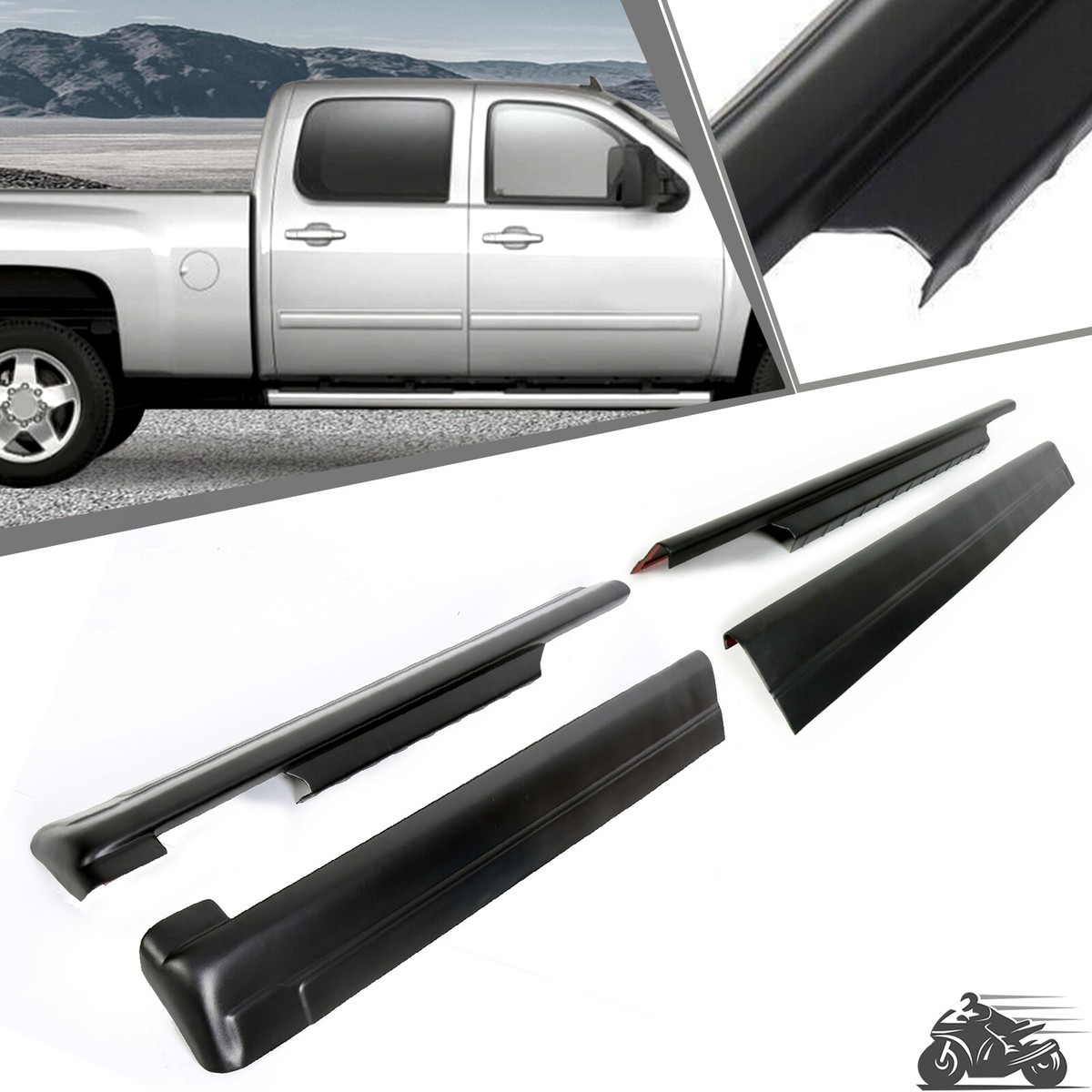 Cab Corners And Rocker Panels Rocker Panel Covers For 1999-2006 Chevy Silverado/GMC Sierra Extended Cab - Black Rocker Panel Replacement 14068 - Foto 11