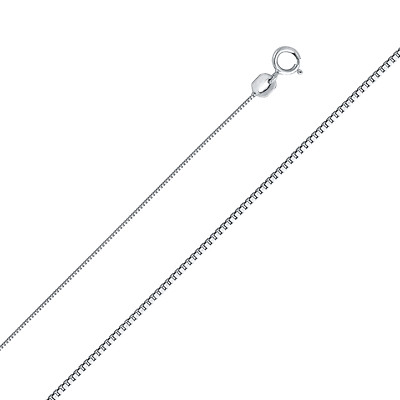 14K Real Solid  White Gold 0.5 mm Box Chain  16'' - 22  for Men