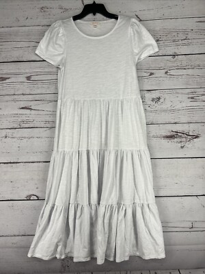 knee length dresses for ladies Cream Puff Sleeve Back Tie Dress S main image 1