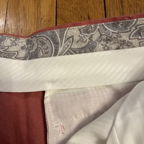 Lauren Ralph Lauren Mens 38x30 Flat Front Red/Pink 100% Linen Pants - Picture 10 of 12