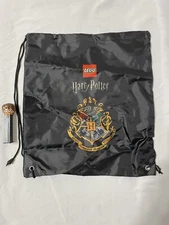 Lego Harry Potter Hogwarts Emblem Sack Drawstring Bag Backpack  & Pez Dispenser