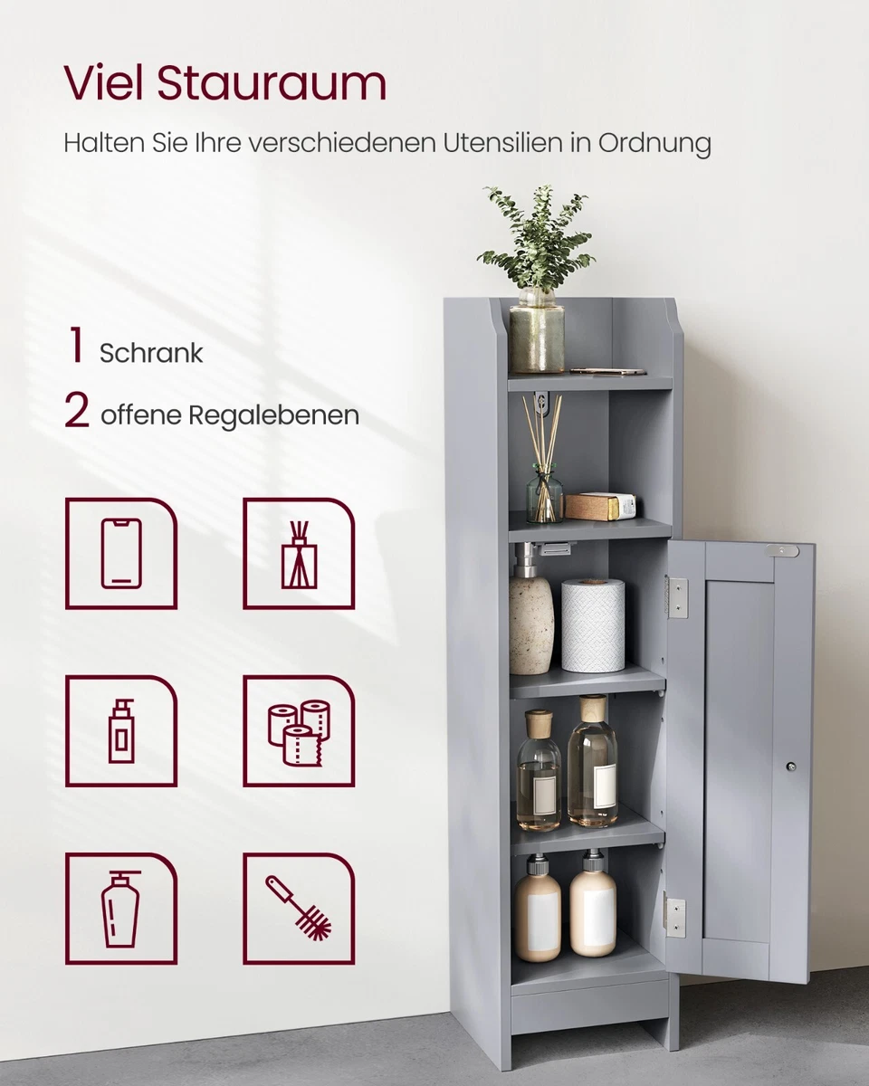 Toilettenschrank, Badezimmerschrank, Badschrank, schmales Badregal BBC310P36