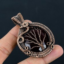 Tree Of Life Garnet Gemstone Copper Wire Wrapped Gift Pendant Jewelry LC-258