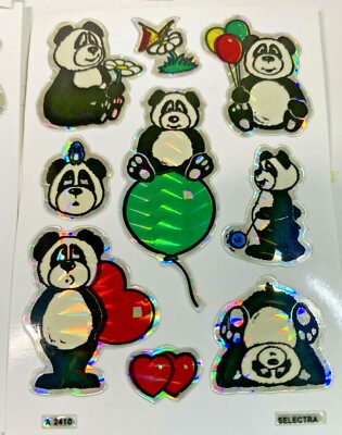 Vintage 1980's Panda Prism Stickers  3.5 x 2.5''
