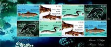 Kosovo Stamps 2022. Fauna: Fish. Trout, eel, catfish. Mini Sheet MNH