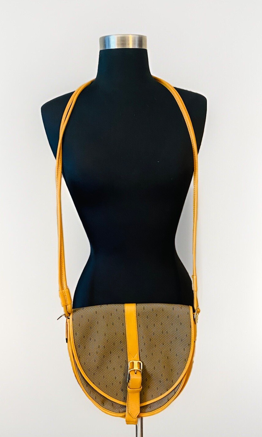 Borsa a tracolla vintage autentica Yves Saint Laurent YSL borsa pelle cammello