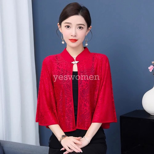 Women Lace Shawl Cape Wraps Loose Sheer Shrug Open Front Cape Cover Up Top - Picture 5 of 20