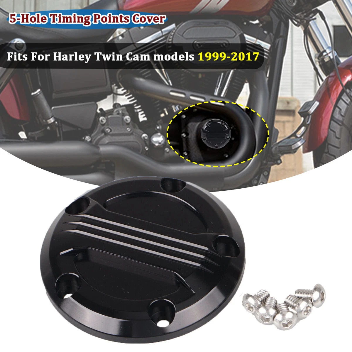Black Timing Points Cover For Harley Softail Dyna Touring Street Glide Road King