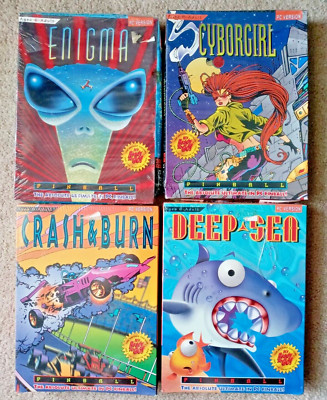 (4) Vintage PC Pinball Games Cyborgirl, Enigma, Crash & Burn, Deep Sea - Sealed