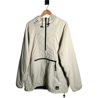 L.L. Bean Anorak Jacke Herren Gr. L beige Pullover Kapuze Outdoor Thinsulate