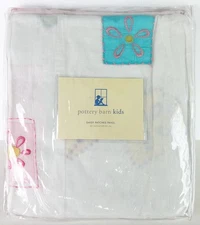 Pottery Barn Kids Daisy Patches Tab Top Sheer Curtain Drape Panel 44 x 63 NEW