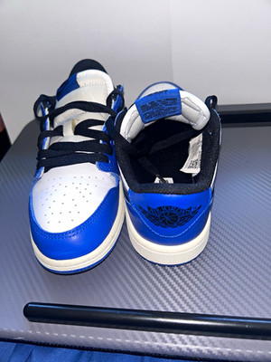 Jordan Air Jordan 1 Low Youth Blue/White/Black Leather Sneakers US 3Y