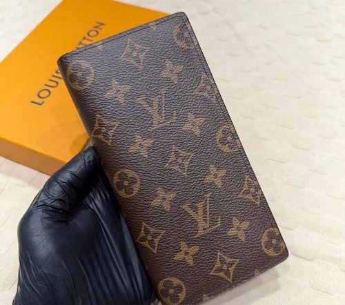 Louis Vuitton Monogram Porte feiulle Brazza Long Wallet Purse Brown