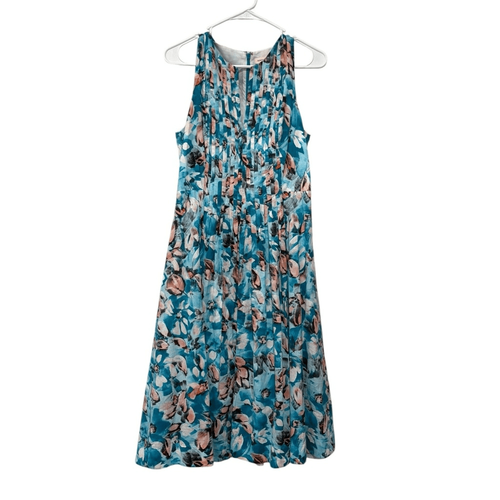 Rebecca Taylor Floral Pleated Fit & Flare Dress | Size 6 | 100% Cotton - Picture 9 of 9