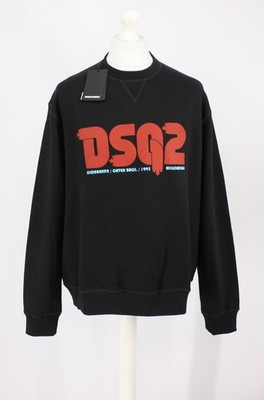 DSQUARED2 MENS COOL FIT CREWNECK SWEATSHIRT LOGO BLACK  IB