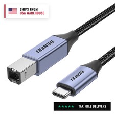 USB B to USB C Printer Cable 6.6ft, Nylon Braided, Premium Aluminium Alloy Case