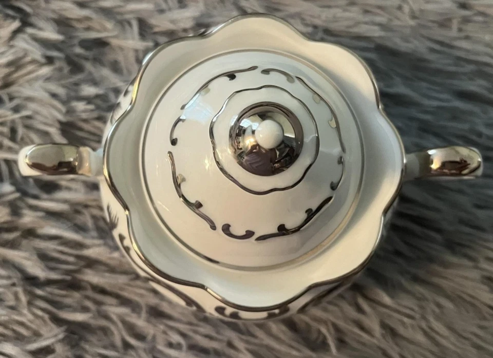 Juego de azucarero y crema de porcelana Schumann Arzberg Platinum Elegance Alemania Foto 3 de 4