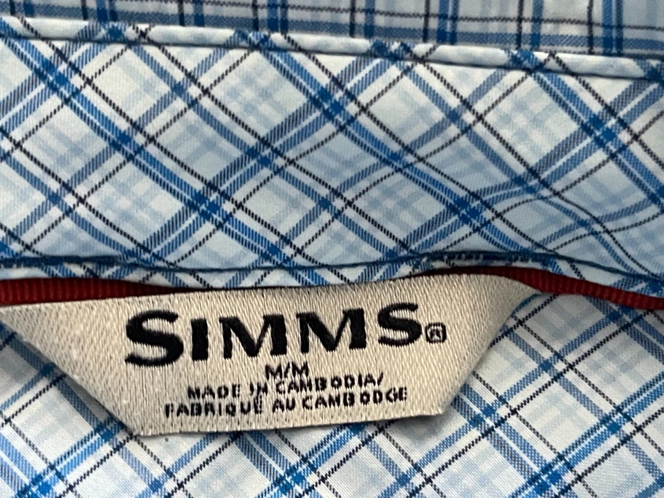 Simms Shirt Mens Medium brrr Blue Plaid Button Up Fishing - Image 3 of 4