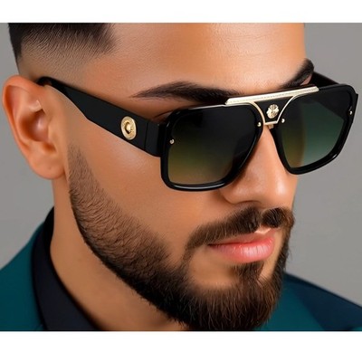 Square Frame Sunglasses Olive Green Lens Gradient Lens Fashion Shades Lentes New