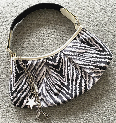 LeSportsac Deluxe Everyday Bag Zebra Black White Purple Purse Charm