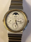 Seiko Men's Watch 7F39-6000 Vintage Quartz Moonphase Triple Calendar Steel 34mm