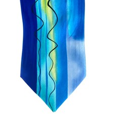J. Garcia Mens Abstract Silk Tie Blue Teal Artsy Abstract Palm Beach 57.5"x4"