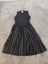 kate spade New York Dress Womens L Black Rainbow Pleated Sweater Scallop Preppy