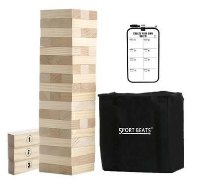 Outdoor Games Large Tower Stacking Game Stack to 4 Ft Tall Includes 54 Blocks...
