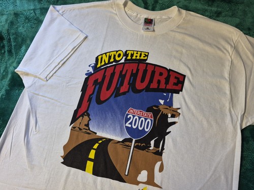Vintage 90s Interstate 2000 Into The Future T Shirt Men's XL Millennium 1999-Y2K