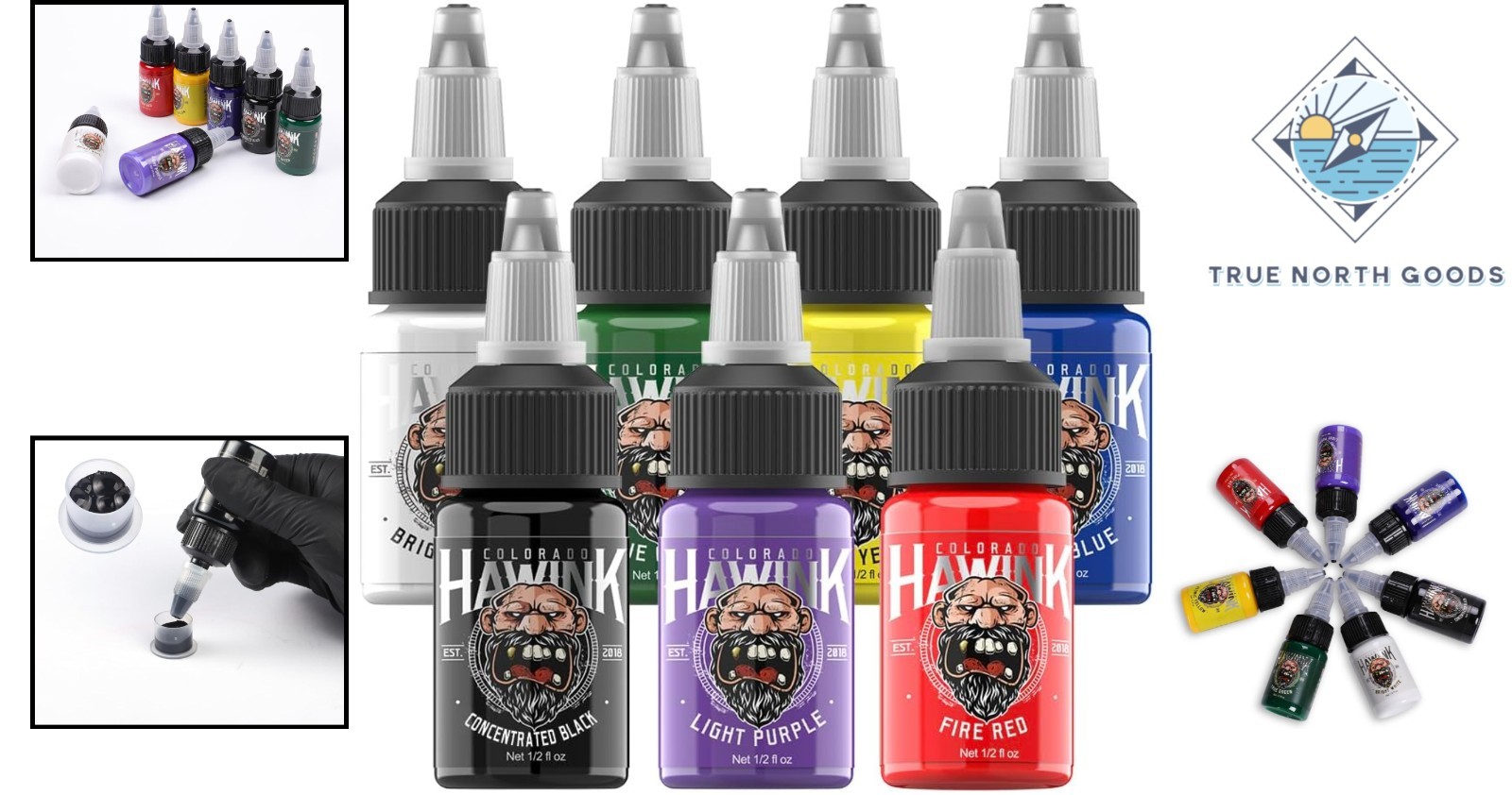 Dynamic Tattoo Ink Kit - 7 Rich Colors in 15ml Bottles for Masterful Art