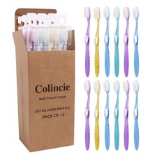 Firm Toothbrush, Extra Hard Bristle for Adult Smokers,Multicolor Transparent ...