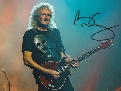 Brian May Hand Signed 8x6 Inch Queen Photo With Freddie Mercury