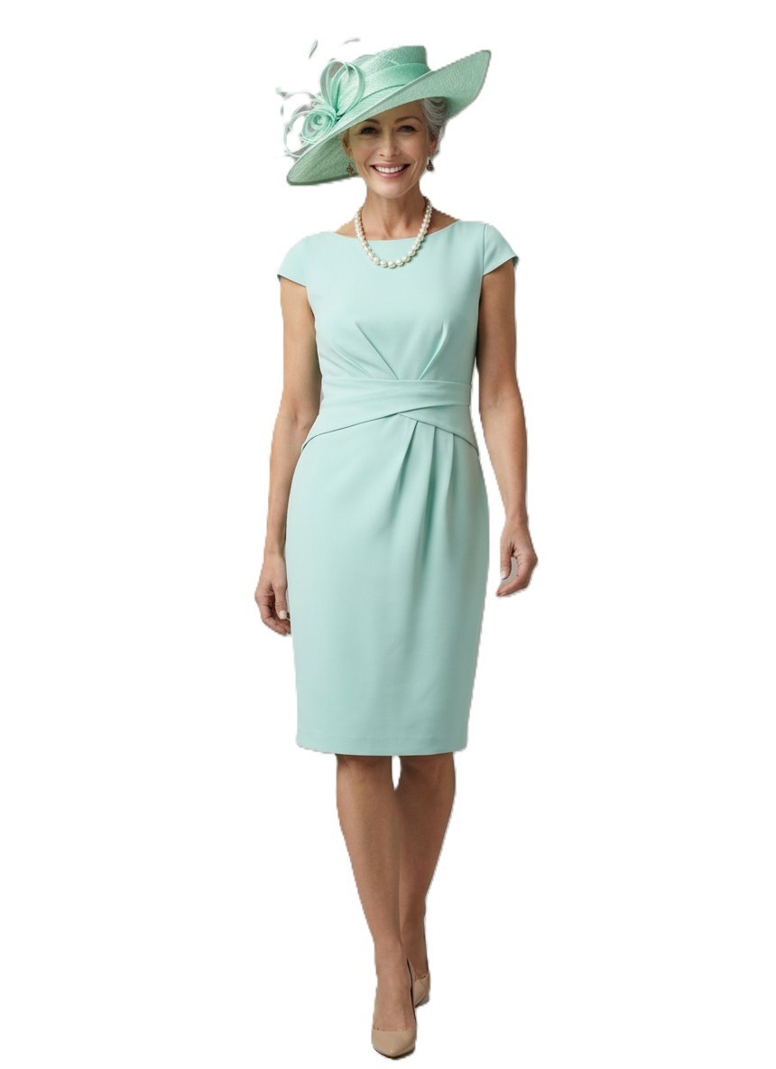 New Jacques Vert Pastel Green Pleat Body Detail Crepe Dress  16  RRP £129 NO HAT
