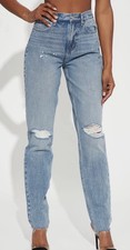 Fashion Nova All Split Up High Rise Mom Jeans - Medium Wash Size 9