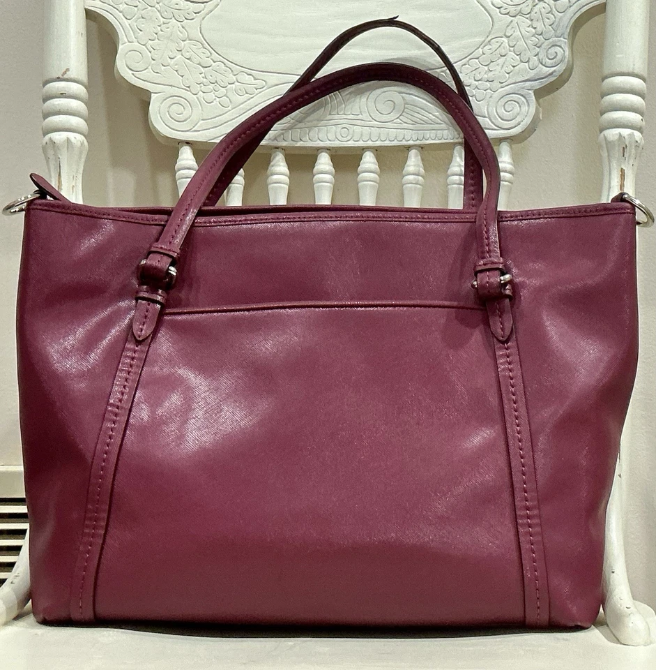 Bolso Cartera de Hombro COACH Peyton Cuero Rojo Bayas Doble Cremallera F25667 Grande Foto 2 de 4