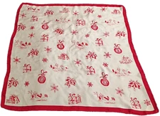 Vintage Talbots Christmas Silk Scarf Made In Japan, Very Good, 21 X21
