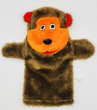 Vintage Monkey Hand Puppet Brown Orange Red Plush Oriental Trading EUC