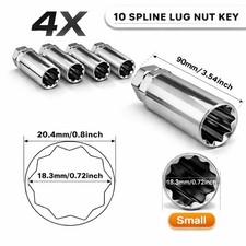 4x 10-spline Lug Nut Tool Key Adapter Socket Passenger Small 34 1316 Hex