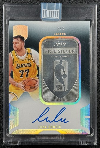 LUKA DONCIC 2024-25 PANINI EMINENCE LOGOMAN 1 TROY OZ SILVER BAR AUTO 3/3 LAKERS
