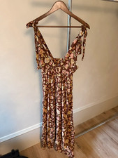 Brown Floral Tie Strap Maxi Dress | Faithfull the Brand | Size S
