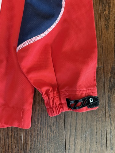 FootJoy FJ Golf Pullover Jacket Large Red Navy Half Zip Windbreaker - Picture 6 of 9